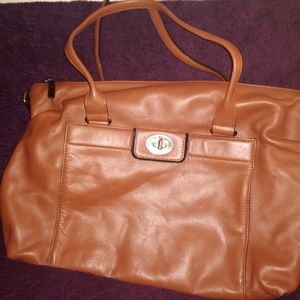 Leather Lock Tote Bag